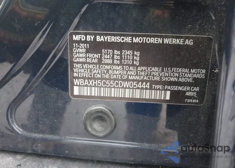 2012 BMW 528I xDrive z USA, uszkodzony, nr VIN WBAXH5C55CDW05444